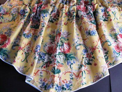 Valance 62" x 30" Decorator Fabric Lined Reds Greens Blues on Yellow Marked down