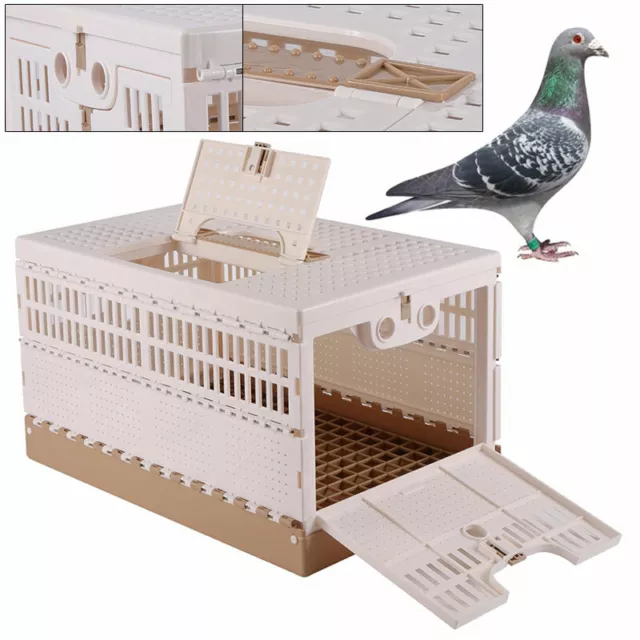 Bird Cage Racing Pigeon Carrier Box Folding Cage 2 Side Doors Poultry Pet Cage