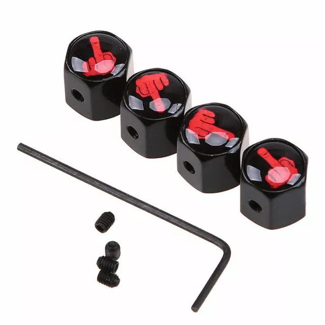 Car Wheel Tire Valve Stems Caps Anti-Theft Locking Cover Middle finger Logo Type