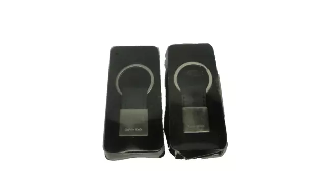 2 Pack Calvin Klein Mens Black Silver Leather Key Fob Keyfob Keychain Ring NEW