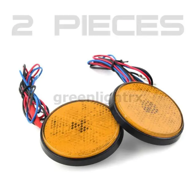 2X Amber Round LED Reflector Turn Signal Light Tail Marker Motorcycle ATV Truck