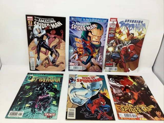 Lot of 6 Spiderman Comic Books Amazing Avenging WEB of Spider-Man, marvel knight