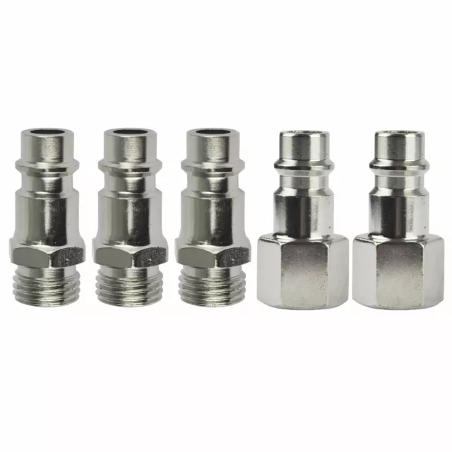 Euro Air Line Hose Compressor Fittings Connector Male Quick Release 5 PACK 1/4"