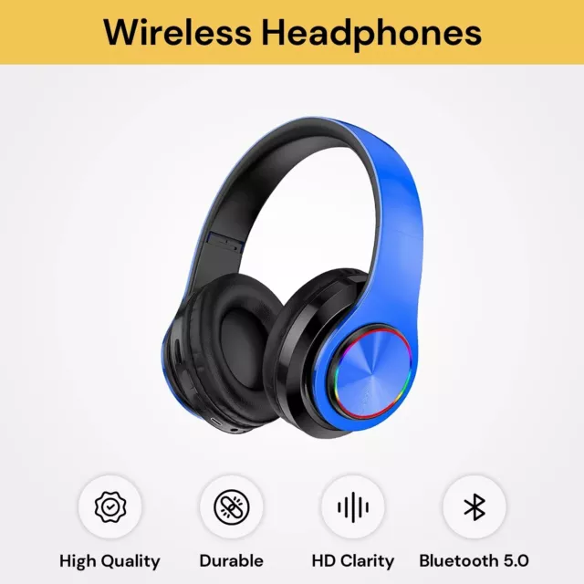 Wireless Headset Bluetooth Headphones Stereo Noise Cancelling Folding Earphones