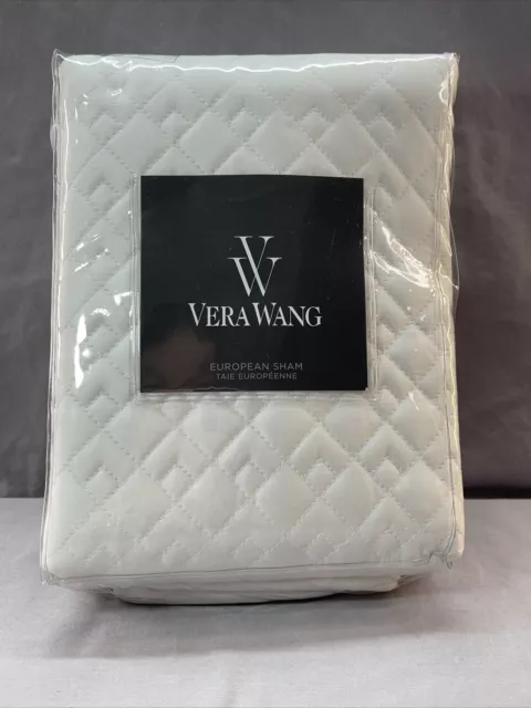 $120 Vera Wang Double Diamond White Euro Sham 26” X 26” 3