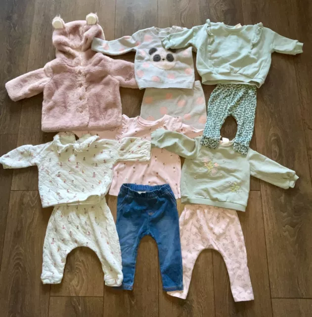 Baby Mädchen Next Clothes Konvolut 6-9 Monate Mantel Leggings Outfits Pullover