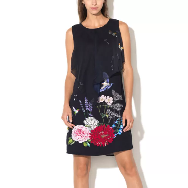 Desigual Canotta Evita Nero Abito senza Maniche Taglia Eu 38 UK 10 USA 4