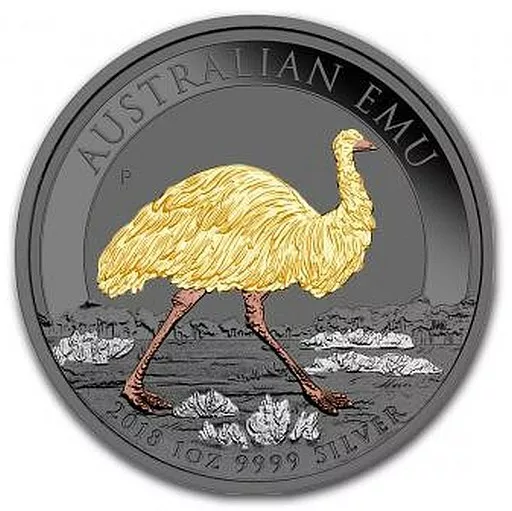 Australia - $1 2018 Perth Mint "Emu Quartet Metal - 1oz Silver Ruthenium + Gold"