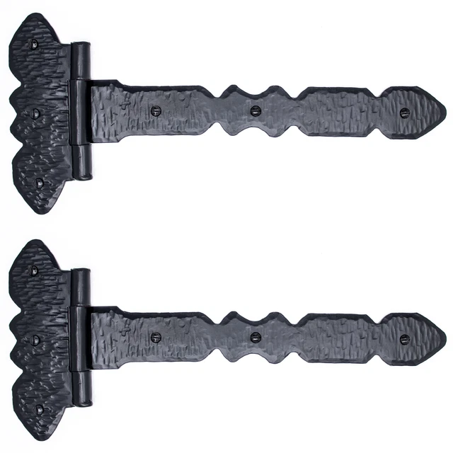 2 Pack 6" 9" 12" Rustic Iron Spear T Strap Hinge For Doors & Gates Hand Forged