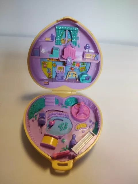 Vintage Polly Pocket Strollin' Baby 1994 Bluebird Quilted Yellow Heart Compact