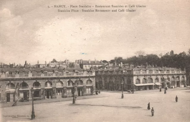 Vintage Postcard 1910's Nancy Place Stanislas Restaurant Et Café Glacier France