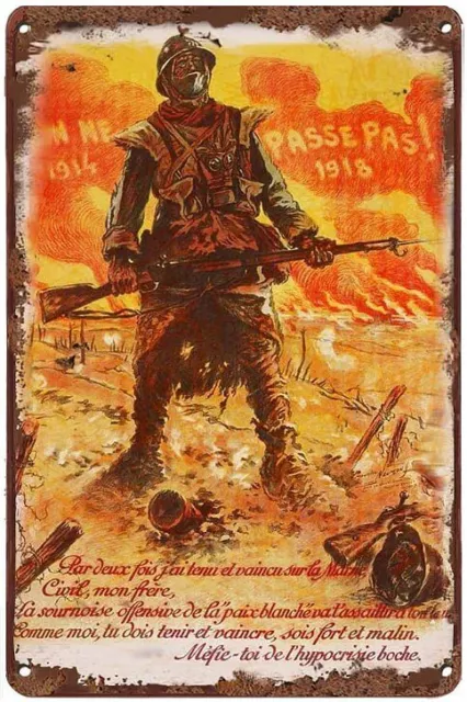 Plaque Metal Ww1"On Ne Passe Pas" 14-18