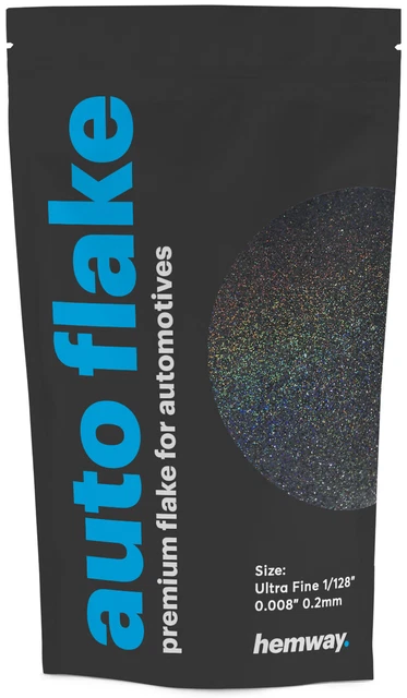Hemway Black Holographic Metal Flake Auto Car Bike Glitter Paint .008" 0.2mm 50g