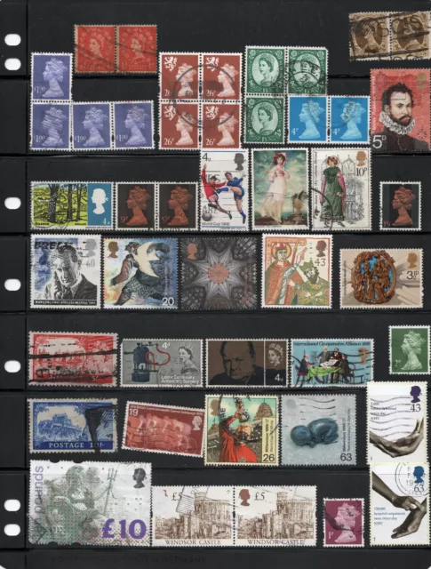 UK GB stamp collection 44 stamps United Kingdom Great Britain high denominations