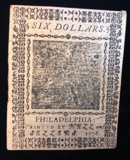 $6 Six Dollars May 9, 1776  Continental Currency Note Cc-36 2