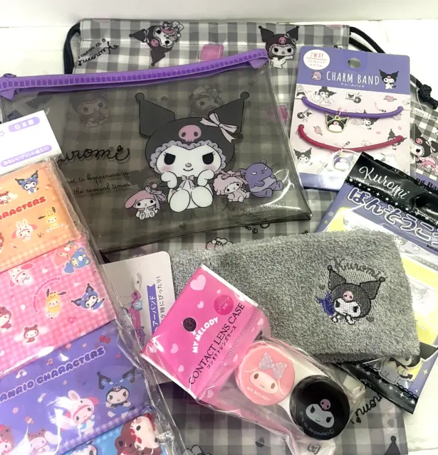 Sanrio Kuromi 7 sets drawstring bag hair band pouch contact case etc 2