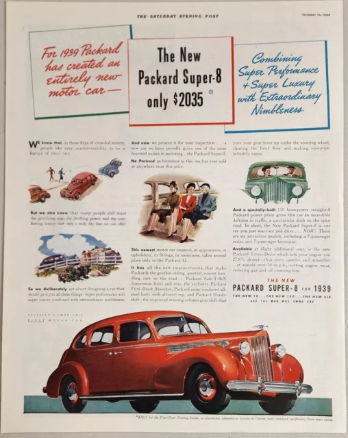 1938 Print Ad 1939 Packard Super-8 Four-Door Red Touring Sedan Detroit,Michigan