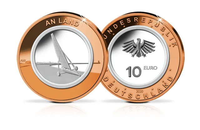 10-Euro-Münze 2020 An Land  Polymer-Ring Stempelglanz 10 € Luft bewegt Rotbronze