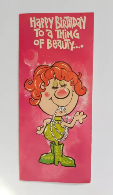 Vintage 1970s Happy Birthday Greeting Card Funny Naughty Silly Saucy 70's Kitsch
