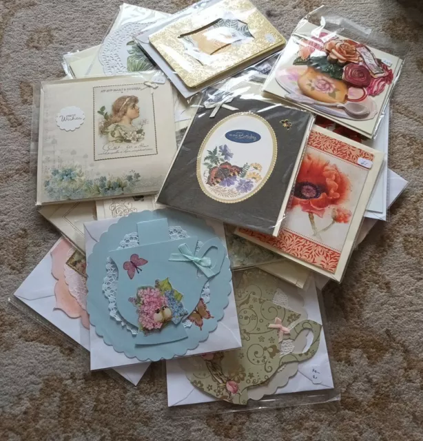 Job Lot 34 Birthday Greeting Cards Handmade Envelopes Floral Animals Girls