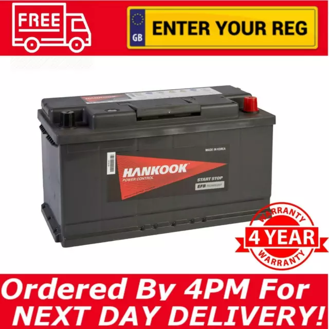 12V EFB Car Battery 019 Type, Hankook 95Ah Start Stop - 354 x 174 x 190mm