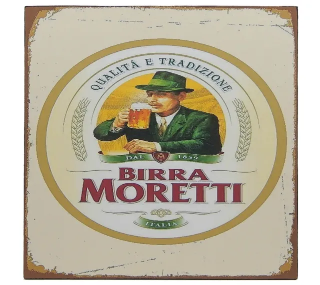 Birra Moretti Italian Italy Beer Retro Sign Shelf Sitter Pub Bar Man Cave 5 x 5"