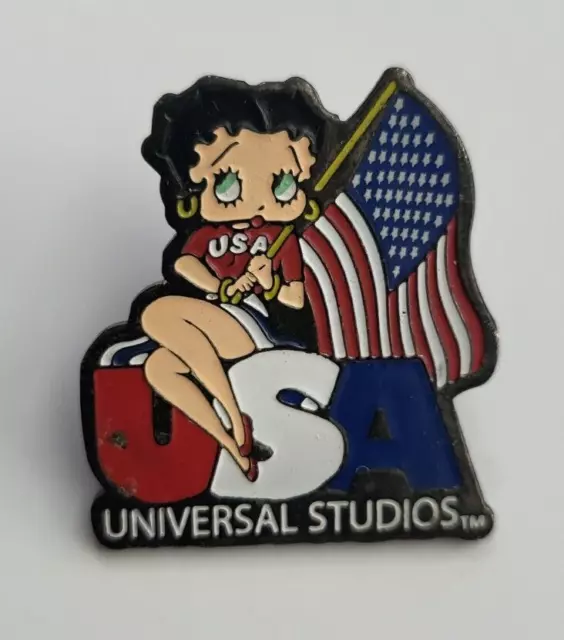 Vintage Universal Studios Theme Park Betty Boop Usa Flag Collectible Pin Rare *