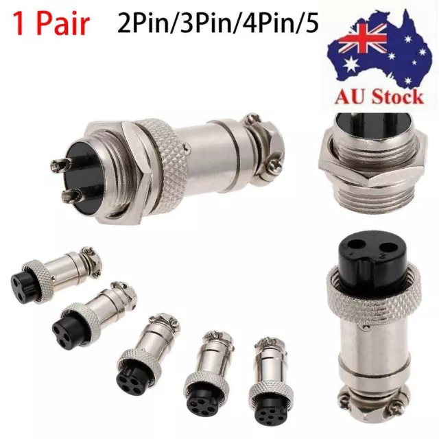 2/3/4/5/6 Pin Aviation Socket Plug  Wire Panel Connector  GX12  Male&Female
