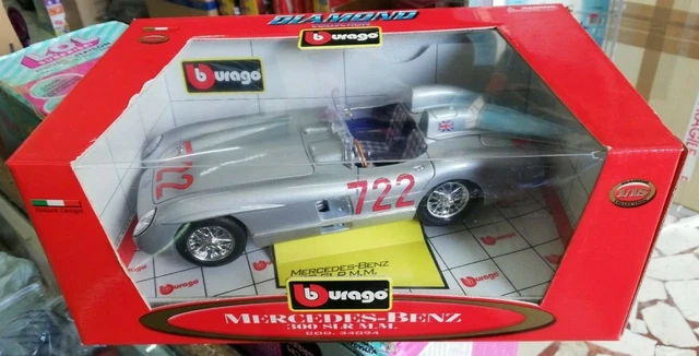 LJ371 BURAGO DIAMOND 34094 1/18 1:18 Mercedes Benz 300 SLR MM WRC 722 silver