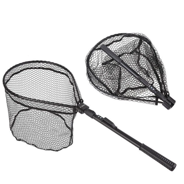 Épuisette Pliable Pour Truite – Maille Nylon Caoutchoutée, Manche ABS, 2 Tailles (34x22 Cm Ou 41x22 Cm), Légère (203/231g), Avec Sac De Rangement