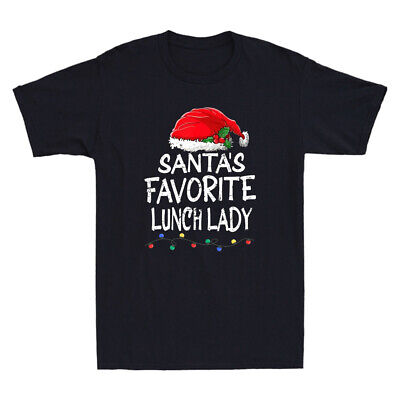 Santas Favorite Lunch Lady Christmas Santa Claus Tree Lights Retro Men's T-Shirt