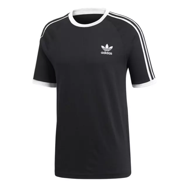 adidas ORIGINALS 3 STRIPE T SHIRT BLACK MEN'S RETRO CREW NECK SHORT SLEEVE