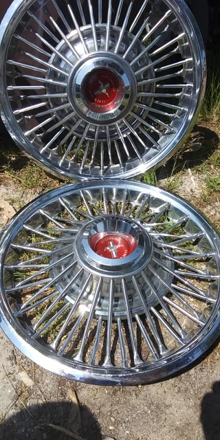 67 68 69 Ford MUSTANG Wire Spoke Hub Caps 14" Set 4 Wheel Covers 1967 1968 1969