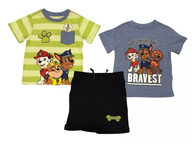 NEW Nick Jr. Kids Paw Patrol Short Sleeve Shirt's and Shorts 3 Piece Set 2T