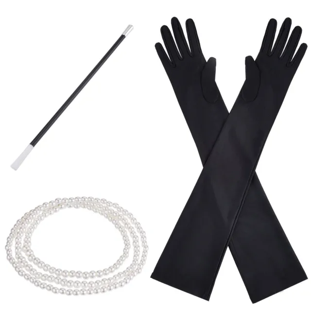 Charleston Flapper Costume Set - Accessory Fancy Dress Up 1920's Gloves Pearls