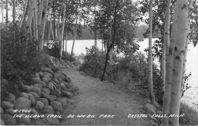 c1940 Island Trail, Be-Wa-Bic Park, Crystal Falls, Michigan Real Photo Postcard