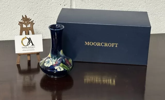 Vintage Walter Moorcroft Orchid (Blue) Shape 62 Vase With Moorcroft Box