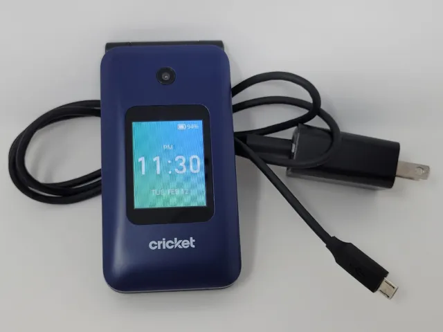 Cricket Debut Flip 4G LTE U102AC Navy Blue EUC Cell Phone Big Buttons