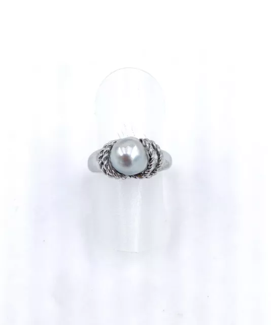 Anneau 925 Argent ! avec Perle - Gr.59 - à Rhodium - Parfait État