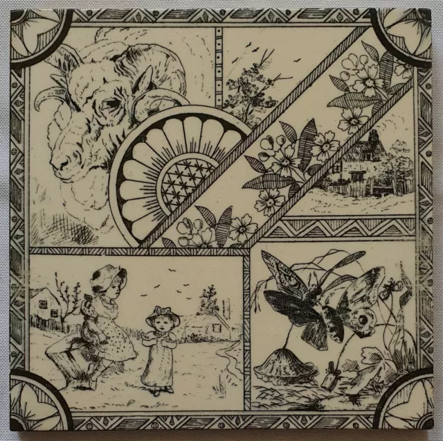 Rare Aesthetic Movement Tile, Minton Hollins. Date 1880.