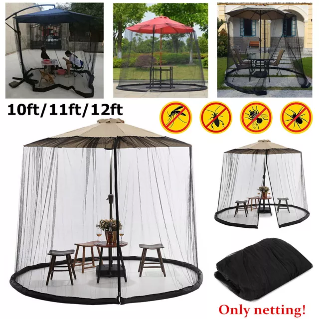 7-12 FT Patio Umbrella Table Mesh Screen Cover Mosquito Bug Insect Netting