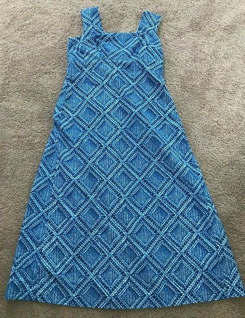 VTG Maluna Hawaii Unique Hawaiian Aloha Braid Print Knit Sleeveless Dress Sz 18
