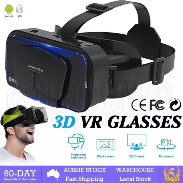 3D Google VR Box Headset Virtual Reality Glasses For Game Movie Smart Phone New