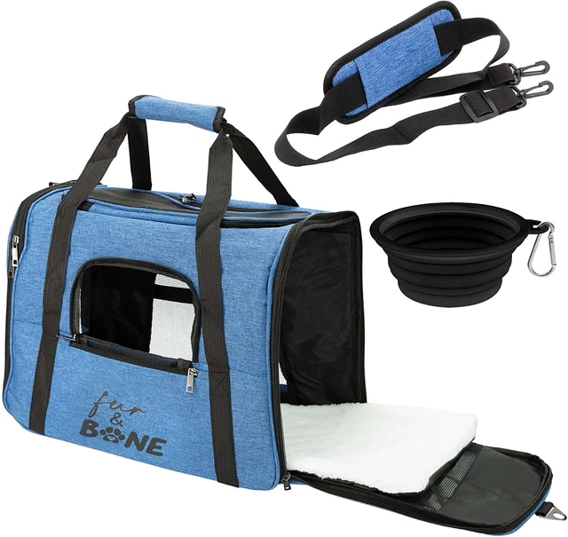 Bolsa de transporte portátil para mascotas de piel y hueso con tapete extraíble y malla transpirable - Zapato