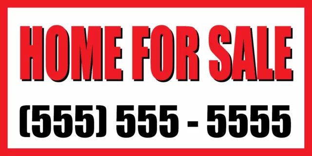 2'x4' HOME FOR SALE CUSTOM NUMBER Sign Vinyl Banner house condo apartment