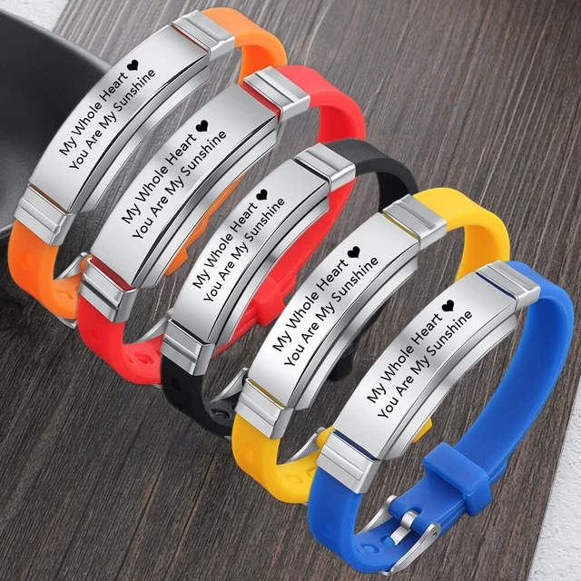 Pulsera de goma ajustable de alerta médica personalizada para adultos mujeres hombres