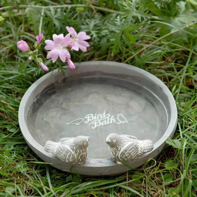 Vogelbad Beton stehend Vogeltränke Vogelbecken Futterschale Wasserstelle Schale