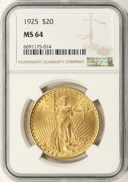 1925 $20 Saint-Gaudens Gold Double Eagle NGC MS64