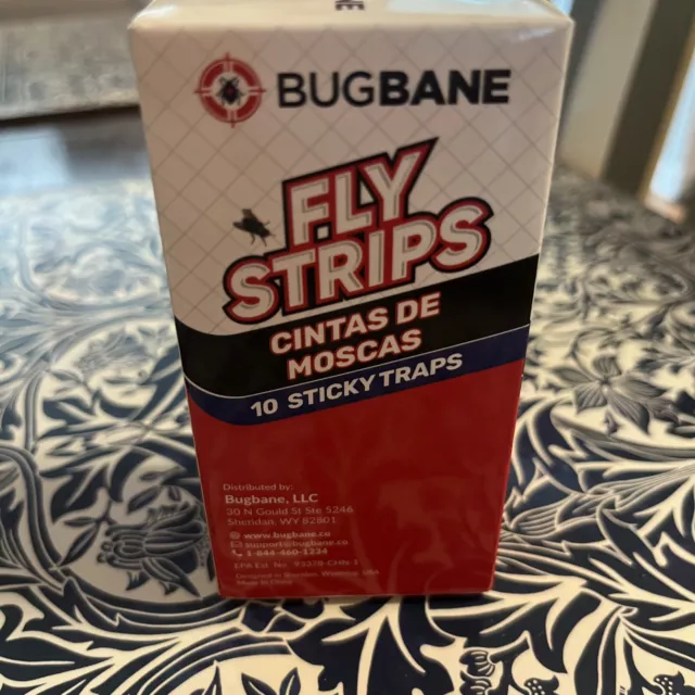 New In Box Bugbane Fly Strips 10 Sticky Traps- Flies Moths Gnats