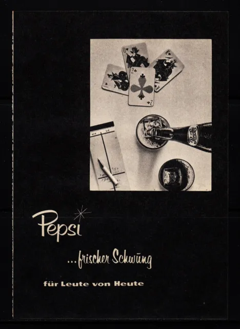 3w494/ Alte Reklame - von 1960 - PEPSI …frischer Schwung für Leute von Heute